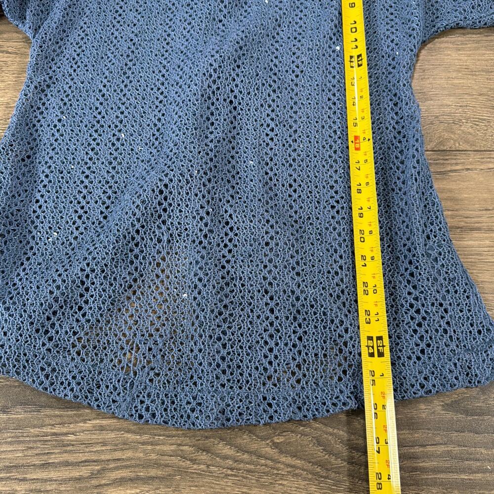 Y2K Kaktus Sz L Blue Crochet Toggle Cardigan Whimsigoth Boho Festival Fairy Knit - Picture 11 of 11